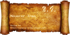 Neuerer Irma névjegykártya